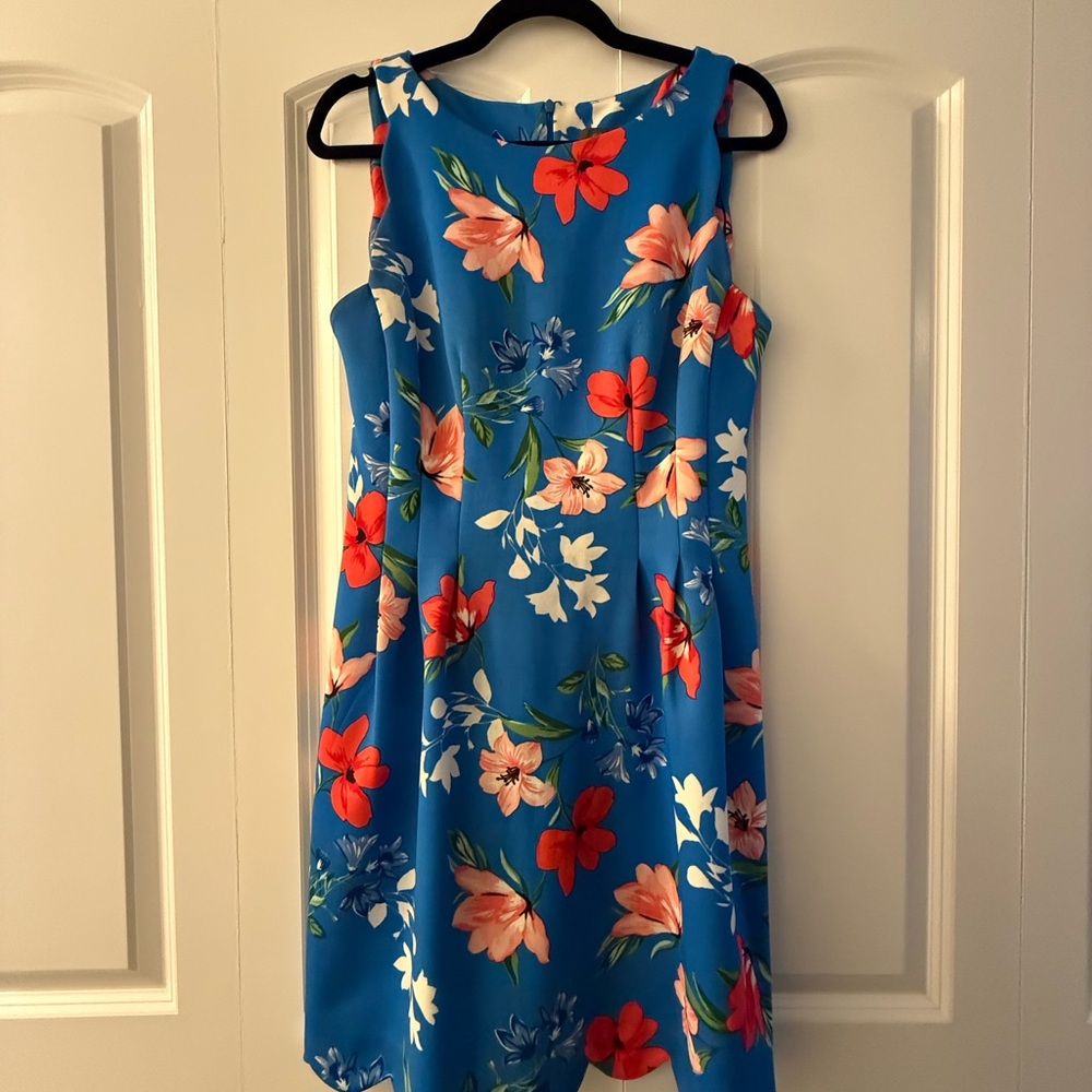 Floral Blue Sleeveless Dress